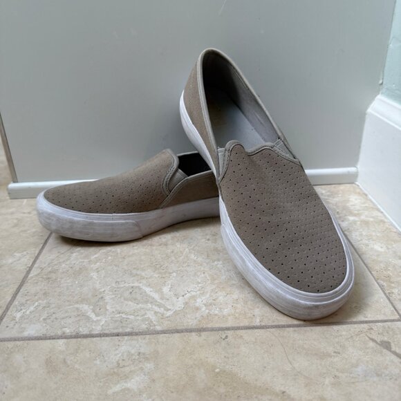 Womens Keds Double Decker Perf Suede Slip On Sneaker, Size 9.5B, Taupe - Picture 8 of 11